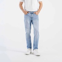 Jeans en denim bleu clair pour homme, coupe slim ajustée, lavage délavé, pantalon décontracté confortable, style moderne et tendance