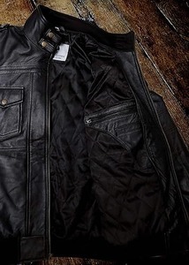 Blouson aviateur en cuir véritable noir pour homme avec cuir d'agneau véritable ciré marron imperméable respirant pour l'hiver - Product Image 5