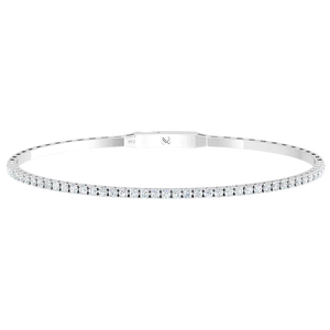 กำไลข้อมือแบบยืดหยุ่นสำหรับผู้หญิง ทอง 14K และเพชรธรรมชาติ |   แหวนโรเดียมชุบ 2.00 กะรัต ทรงกลมเจียระไนแบบบริลเลียนท์ สำหรับใส่ทุกวัน - Product Image 1