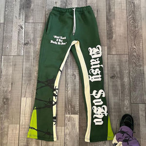 Joggers Flare Stacked Sweat Pantalones Custom Puff Print Flare Pants Streetwear 100% Cotton French Terry Stacked Sweatpants 2025 - Product Image 3