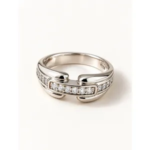 Rhodium Plated Zircon Gemstone <b>Ring</b> for Wedding Engagement Gift - Product Image 1
