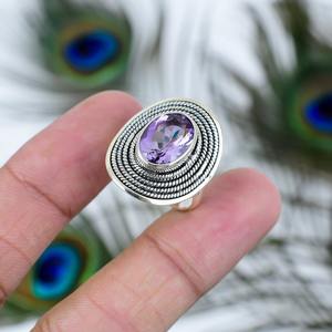 Mejor diseño clásico hecho a mano amatista piedra preciosa cabujón anillo 925 sólida plata esterlina 925 Plata estampada joyería de plata de moda - Product Image 3