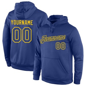 Venta al por mayor y Dropship Custom Stitched Royal-Gold Sports Pullover Sudadera con capucha - Product Image 1
