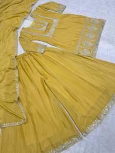 Beau Top - Plazzo Avec Dupatta Avec Paillettes De Broderie Fantaisie Et Codage Dori Work - Product Image 3