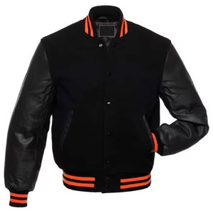 Customized High Varsity Jacket Unique Stylish Satin Bomber Wool Body Leather <b>Arms</b> Solid Color Letterman Baseball Design Winter - Product Image 3