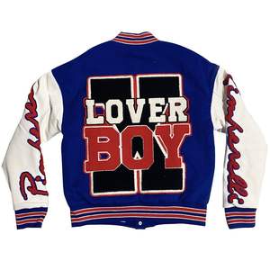 Blouson bombardier d'hiver de baseball avec logo personnalisé grande taille pour hommes vente en gros de style universitaire en peau de vache uni et respirant - Product Image 3