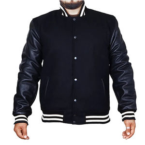 Chaqueta universitaria de piel auténtica con letras de lana personalizada para hombre, ropa de invierno de tela de temporada de primavera con piel auténtica personalizable - Product Image 4