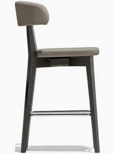 Tabouret fixe moderne avec structure en bois de hêtre massif et assise rembourrée en tissu. Écologique. Durable et élégant pour les comptoirs de cuisine - Product Image 3