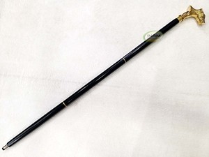 Bâton de marche en bois fait à la main avec manche en laiton tête de loup/cannes de marche en bois avec manche en laiton tête de loup - Product Image 6