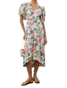 ชุดเดรสลายดอกไม้สีชมพูเขียวสุดหรูสำหรับผู้หญิง เหมาะสำหรับงานสังสรรค์แบบสบายๆ ทริปไปทะเล และการออกนอกบ้านในวันหยุดสุดสบายๆ - Product Image 3