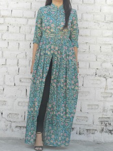 Teal Blue Cape Set Indian Fashion Styling Quality <b>Kurti</b> and Pants Directly from Indian Manufacturer - Product Image 6
