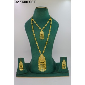 Trendy Gold Plated Alloy Fashion Jewelry Set Gold Plated Women's Classic Alloy Necklace and Earring Set for <b>Wedding</b> Engagement - Product Image 2