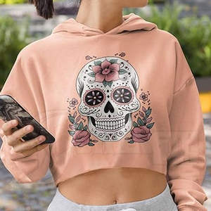 เสื้อครอปมีฮู้ดสำหรับผู้หญิงเสื้อครอปมีฮู้ดสีพื้นเสื้อครอปแขนสั้นลำลองสำหรับฤดูหนาวกำหนดได้เอง2024 - Product Image 4