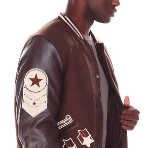 Chaqueta de béisbol universitaria de Letterman bordada personalizada de alta calidad delgada OEM al por mayor con posición de logotipo frontal - Product Image 4