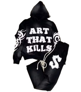 Survêtements personnalisés pour adultes en coton polaire de haute qualité Costume lourd Vêtements de rue écologiques Survêtement vintage - Product Image 5