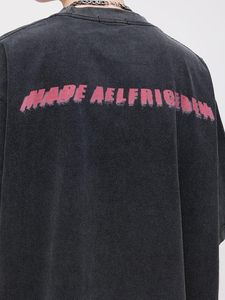 เสื้อยืดลำลองแนวสตรีทผ้าคอตตอน100% โลโก้ด้านหน้าทรงหลวมเข้ารูป - Product Image 4