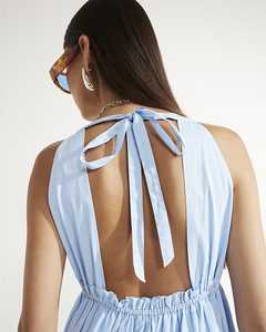 Look décontracté longueur cheville robe longue 100% coton tissu confortable col rond bohème robe longue à plusieurs niveaux - Product Image 4