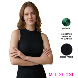 Débardeur en coton modal respirant pour femme, sans manches, rayé, côtelé, décontracté, tricoté, écologique, séchage rapide, antibactérien - Product Image 2