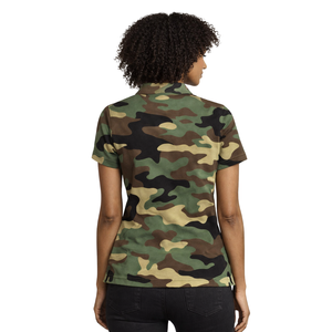 Camo Soror Polo Shirt Greek Sorority Womens Pink & Green College Sisterhood Stylish Casual Polo Apparel - Product Image 2