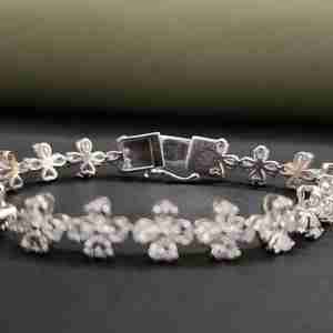 สร้อยข้อมือเพชรทรงลูกแพร์ 5 กะรัต แบบสังเคราะห์ (เพาะเลี้ยงในห้องปฏิบัติการ) สำหรับผู้หญิง ดีไซน์หรูหราทันสมัย ทองคำขาว 14 กะรัต ของขวัญวันวาเลนไทน์ - Product Image 3