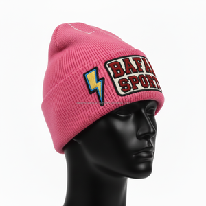 หมวกบีนนี่ถักแบบหนาทำจากอะคริลิคสำหรับผู้ชายหมวกผ้ากำมะหยี่ปักลายโลโก้ผ้าแจ็คการ์ด - Product Image 3