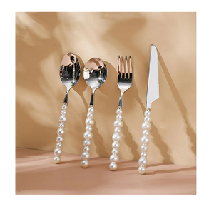 เครื่องใช้บนโต๊ะอาหารช้อนสแตนเลสงานหัตถกรรมดีไซน์ใหม่ล่าสุดปลอดภัย5ชิ้นด้ามจับที่สง่างาม - Product Image 6