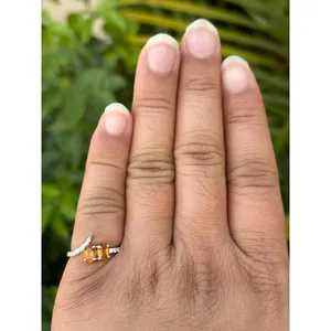 925 Silver Boho Statement <b>Ring</b> with Natural Citrine Romantic Yellow Gold Oval Inlay for Everyday Wear - Product Image 5