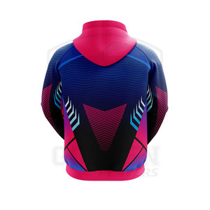 เสื้อฮู้ดแขนยาวของผู้ชายเสื้อสเวตเชิ้ตมีฮู้ดแบบซับลิเมชันเต็มสีชมพู - Product Image 3