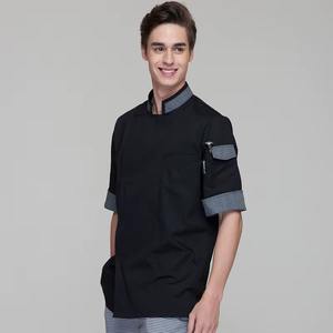 Venta caliente contraste de color de manga corta Chef uniforme Hotel uniforme restaurante bar uniforme Unisex Chef abrigo - Product Image 4