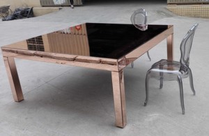 Mesa de Comedor Cuadrada Plegable de Madera Maciza con Espejo de Vidrio para 8-12 Personas, para Eventos de Hotel, Bodas, Talleres, <span class=keywords><strong>Alquiler</strong></span>, Color Oro Rosa - Product Image 2