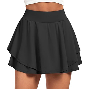 High Waisted Women's Polyester/Cotton A-Line Skirt Pleated Tennis School Style <b>Back</b> Zipper Customizable High Quality Customized - Product Image 1