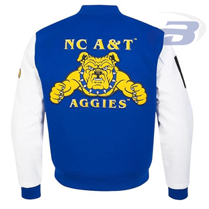 เสื้อแจ็คเก็ตบอมเบอร์สไตล์วาร์ซิตี้สำหรับผู้ชาย ปักลายตัวอักษรแบบ Letterman ปิดด้วยซิป ซับในผ้าฟลีซ สไตล์สตรีทแวร์แนววิทยาลัย - Product Image 2