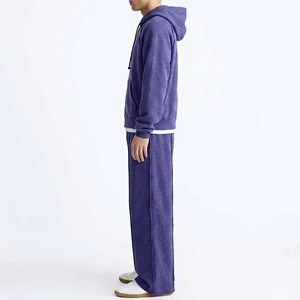 Survêtements de streetwear imprimés de qualité supérieure, coupe classique, couleur unie, poids moyen, 100% coton molletonné, hip-hop, hiver, pour hommes - Product Image 2