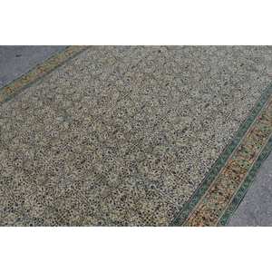 Classique Beige vert 7.3 X 11.1ft fait à la main laine Aubusson Design salon tapis turc tapis Patchwork Latex pour couloir - Product Image 5