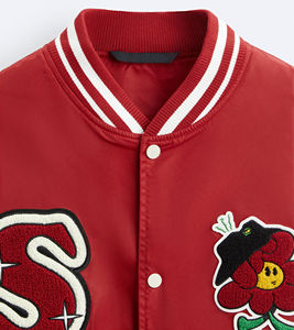 Usine Porter Couleur Personnalisée À Manches Longues Patch Varsity Veste Streetwear Chenille Broderie Letterman Varsity Veste pour Hommes - Product Image 5