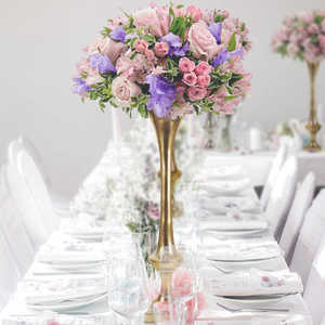 Trending Look <b>Gold</b> Finished Tall Metal Flower <b>Vase</b> for Tabletop Home & Wedding Flower Arrangement Decor Metal <b>Vases</b> - Product Image 2