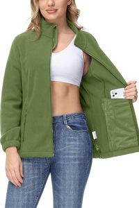 Chaqueta de lana Polar ligera con cremallera para mujer, comodidad de invierno, tela de algodón transpirable, bolsillos laterales funcionales - Product Image 2