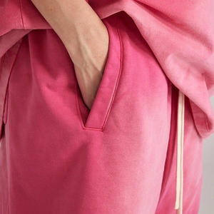 Pantalones cortos de algodón de felpa francesa Vintage para hombre, dobladillo crudo desgastado lavado ácido, 100% transpirable, cintura media, patrón sólido, ropa de calle - Product Image 3