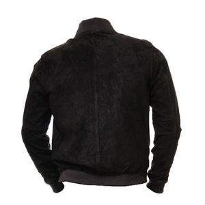 Chaqueta Bomber de cuero de ante de invierno personalizable de alta calidad para hombre OEM cierre de cremallera impermeable a prueba de viento marrón oscuro negro - Product Image 4