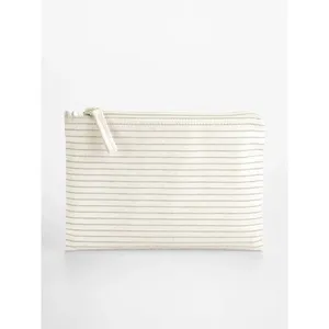 Pochette de toilette rayée en coton biologique, pochette écologique pour gadgets - Product Image 2