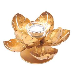 Support de bougie votive de luxe en acier doré pour table, pour l'intérieur et l'extérieur, pour bougies chauffe-plat, décoration pour la maison, l'hôtel, le bureau, les mariages et les fêtes - Product Image 1