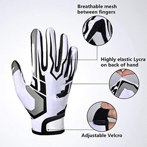 Gants de football américain Wide Receiver Gants Fielding Logo personnalisé pour temps froid Gants de rugby Prix bon marché - Product Image 3