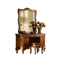 Magnifique coiffeuse européenne en bois massif sculpté à la main en teck avec miroir amovible – Fournisseur direct d'usine OEM/ODM