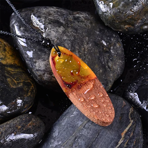 ของขวัญขายดีวินเทจยูนิเซ็กซ์สร้อยคอไม้เรซินจี้ไม้ของขวัญที่สมบูรณ์แบบการออกแบบวินเทจที่มีสีสันไม้และเรซิ่น - Product Image 3