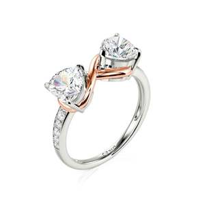 Jeulia Custom Double Heart Two-Tone Infinity <b>Ring</b>-<b>Adjustable</b> Gold Plated Fashion <b>Ring</b> - Product Image 2