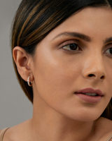 Boucle d'oreille en diamant simple (demi-paire), ronde élégante graduée Huggie Hoop, 14k Rose White Sophisticated Sparkle 14K Yellow Gold
