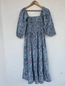 ชุดเดรสแม็กซี่ยาวคอลเลกชั่นใหม่สำหรับผู้หญิงชุดเดรสลำลองผ้าฝ้ายลายน่ารัก - Product Image 4