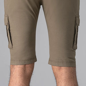 100% algodón de alta calidad personalizable hombres Ripstop Cargo Shorts sólido Oliva 3D bordado cordón cierre cintura media-caliente OEM - Product Image 6