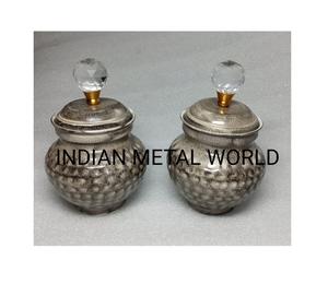 Juego de 3 tarros de frutas secas de metal, diseño antiguo, contenedor de frutas secas de alta calidad para mesa, tarro decorativo de frutas secas al mejor precio - Product Image 5