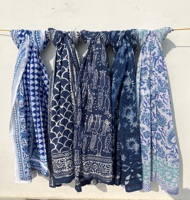 Indiase handgeblokte indigo blauwe bloemenprint katoenen strand sarong zomer pareo bikini zwemkleding omslagdoek snel drogend volwassen kleding 1 stuk